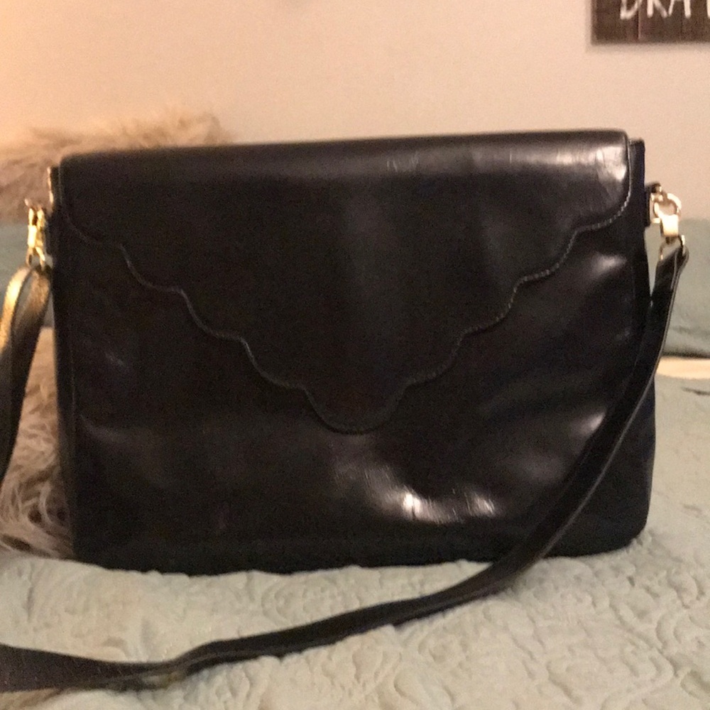 Lauren Merkin Black Leather Laptop Bag